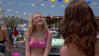 Kirsten Dunst thinks you're a disgusting fucking perv for staring at her 18-year-old body in a bikini. But she also can't stop herself from glancing at your visibly hard cock...