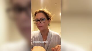 Jenna Fischer in glasses and a robe, aka my fucking dream. This is doing it for me