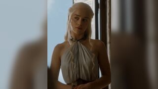Emilia Clarke watches you as you jerk off to her