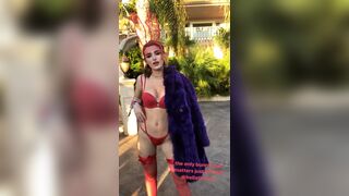 I don't care for Bella Thorne's rave girl party look, but I do approve of her outfit. :)