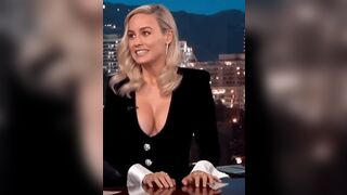 Brie Larson waiting for you to turn off the vibrating panties she had to wear for her first guest host job, after losing a bet to you.