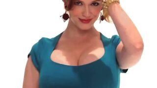 How roughly would you fuck Christina Hendricks throat and fat tits?