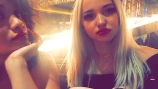 Dove Cameron and Kiersey Clemons share a quick lipstick kiss