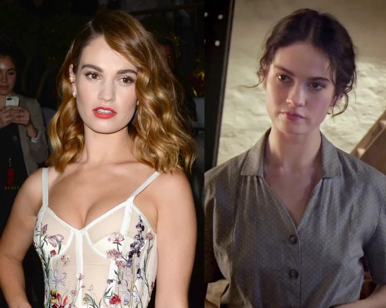 Nude celebs: Lily James on/off - GIF Video | nudecelebgifs.com